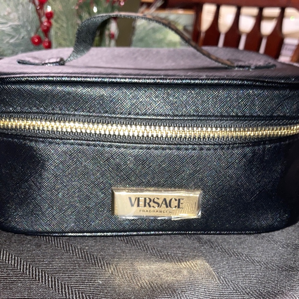Versace Black Toiletry Bag with Gold Accents